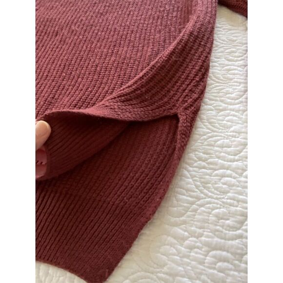 Dreamers Chunky Oversized V-Neck Pullover Sweater Dark Mauve Size Large - Picture 4 of 12